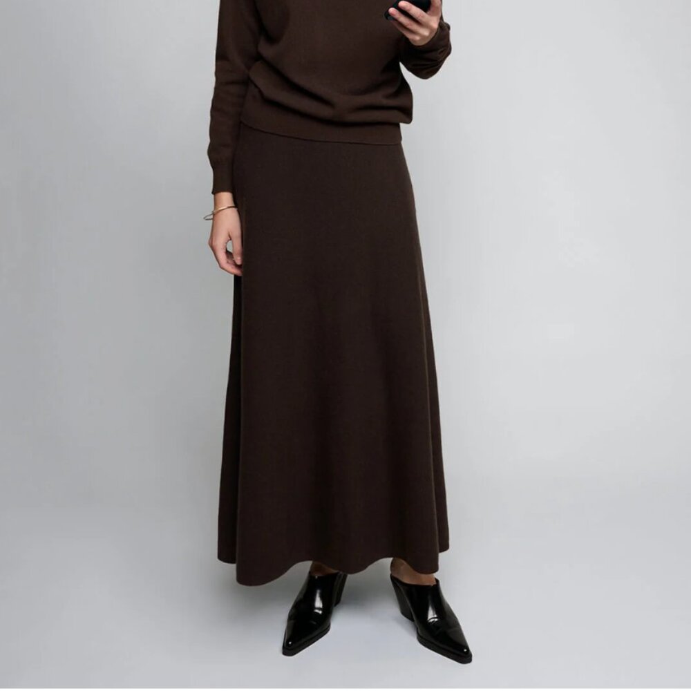 Pixie Market Brown Knit Maxi Skirt